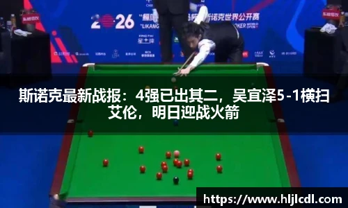 斯诺克最新战报：4强已出其二，吴宜泽5-1横扫艾伦，明日迎战火箭